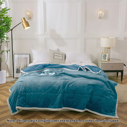 Lake Blue Throw Blanket Warm Cozy Double Sided Thick Flannel Fleece Bed Sofa Comforter - Image 2