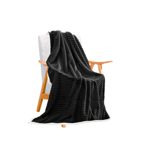 Black Throw Blanket Warm Cozy Double Sided Thick Flannel Fleece Bed Sofa Comforter