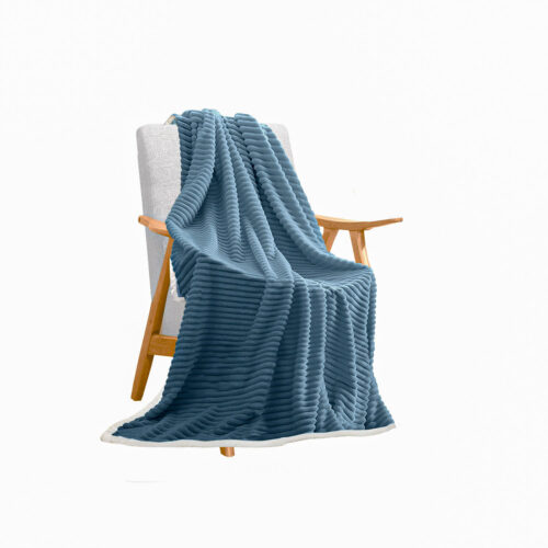 Blue Throw Blanket Warm Cozy Double Sided Thick Flannel Fleece Bed Sofa Comforter