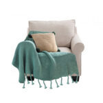 Green Tassel Fringe Knitting Blanket Warm Woven Couch Bed Sofa Decor