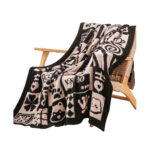 130x160cm Throw Blanket Black White New Year Limited Edition Peace Joy Plush Cozy