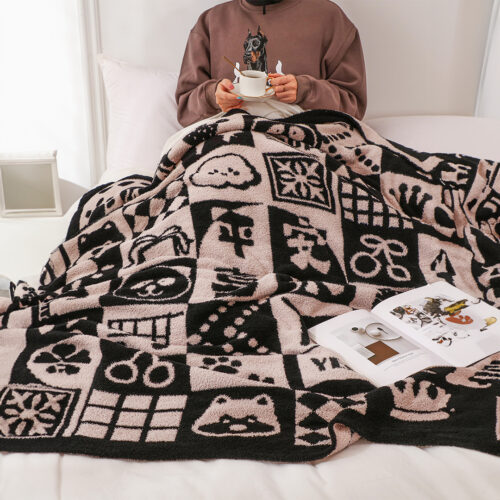 130x160cm Throw Blanket Black White New Year Limited Edition Peace Joy Plush Cozy - Image 2
