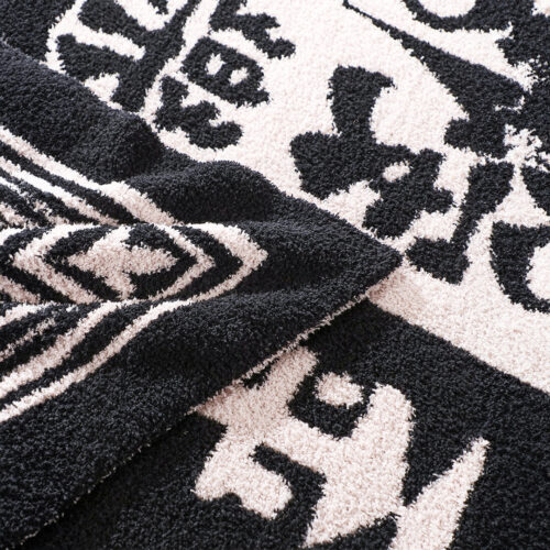 130x160cm Throw Blanket Black White New Year Limited Edition Peace Joy Plush Cozy - Image 5