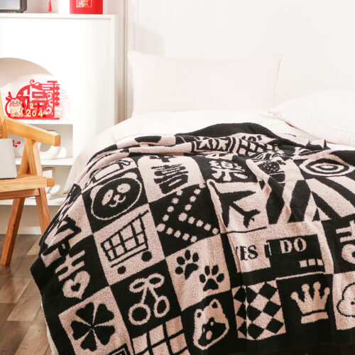 130x160cm Throw Blanket Black White New Year Limited Edition Peace Joy Plush Cozy - Image 6
