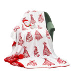 130x180cm Throw Blanket Red Christmas Tree Half Fleece for Season Cozy