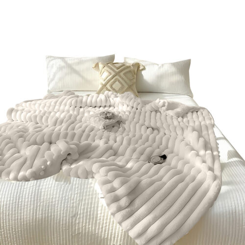 150x200cm Throw Blanket Pearl White Premium Milk Velvet Luxuriously Soft Cozy Bedding