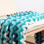 2x 170cm Blue Zigzag Striped Throw Blanket Acrylic Wave Knitted Fringed Woven Cover Couch Bed Sofa Decor