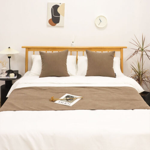 1.8m Bed Light Brown Vintage Scarf Runner Bedding Tail Pad Flag For Home Hotel Set of 3 - Image 2