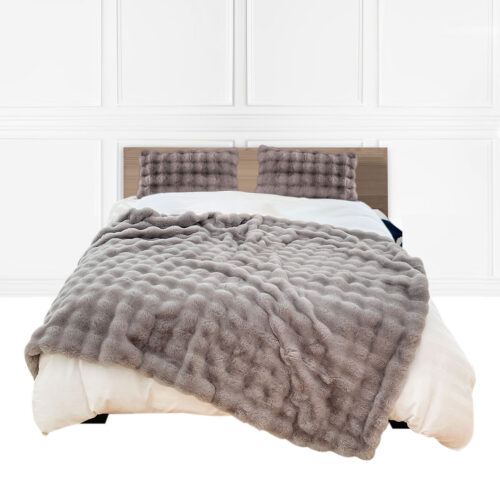 200cm Grey Fur Fuzzy Super Soft Cozy Fluffy Throw Blanket