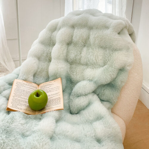 200cm Light Green Fuzzy Super Soft Cozy Fluffy Throw Blanket - Image 6