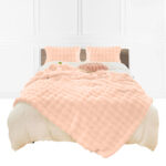 160X200cm Throw Blanket Pink Double Layer Rabbit Fur Cozy Comfort