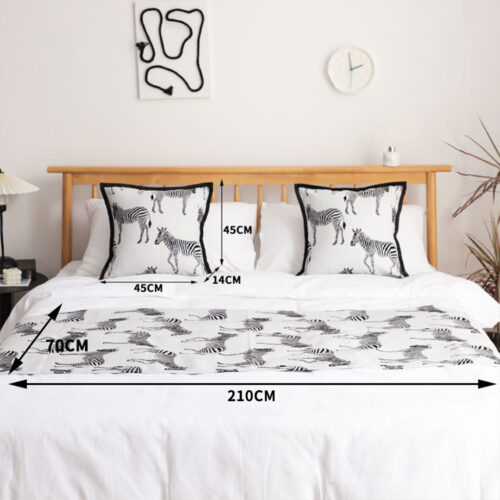 1.5m Bed Light Luxury Zebra Vintage Bed Scarf Runner Bedding Tail Pad Flag For Home Hotel Set of 3 - Image 5