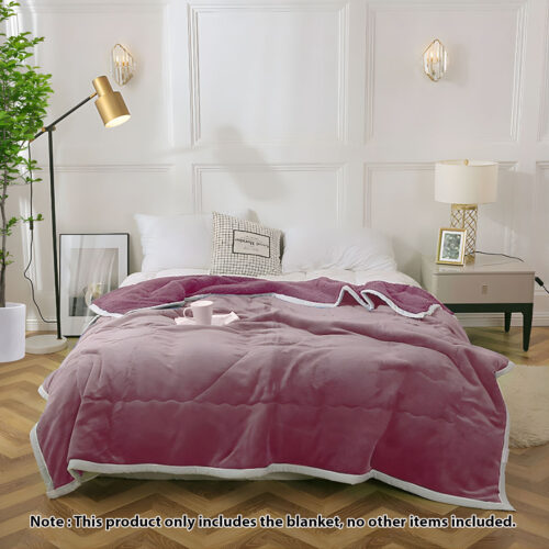 2x Light Purple Throw Blanket Warm Cozy Double Sided Thick Flannel Fleece Bed Sofa Comforter - Image 2