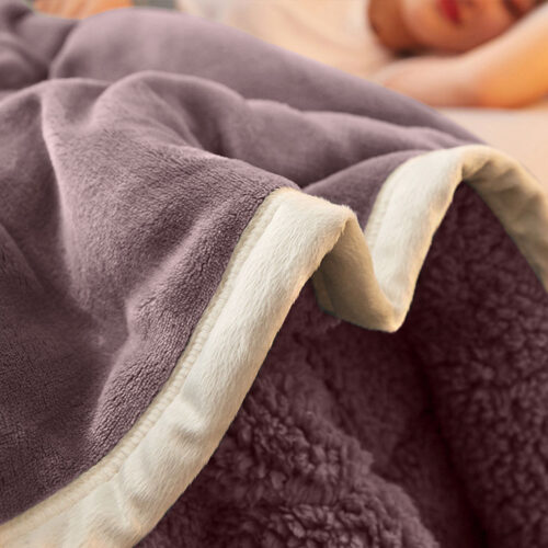 2x Light Purple Throw Blanket Warm Cozy Double Sided Thick Flannel Fleece Bed Sofa Comforter - Image 4