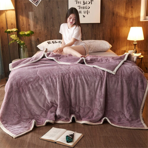 2x Light Purple Throw Blanket Warm Cozy Double Sided Thick Flannel Fleece Bed Sofa Comforter - Image 7