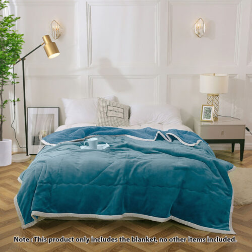 2x Lake Blue Throw Blanket Warm Cozy Double Sided Thick Flannel Fleece Bed Sofa Comforter - Image 2