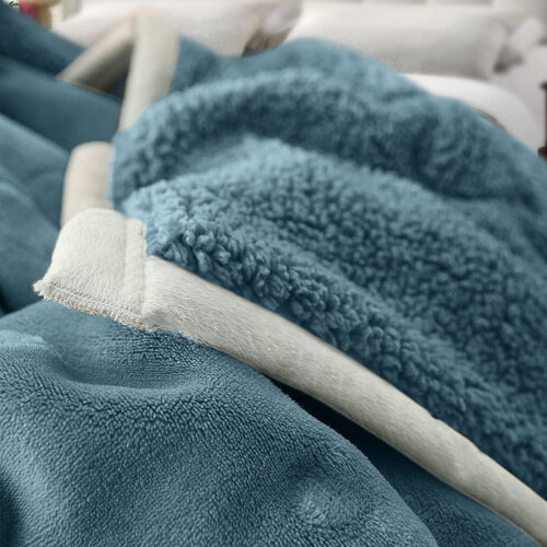 2x Lake Blue Throw Blanket Warm Cozy Double Sided Thick Flannel Fleece Bed Sofa Comforter - Image 3