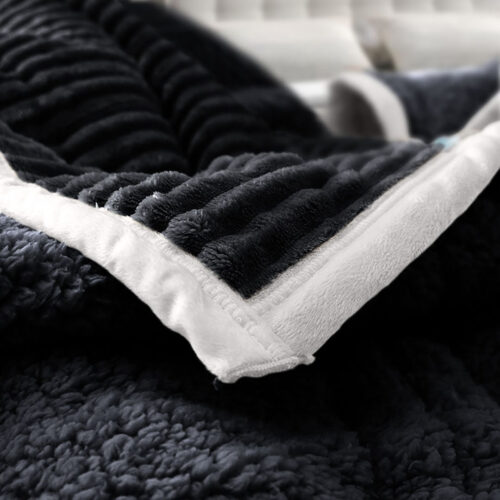 2x Black Throw Blanket Warm Cozy Double Sided Thick Flannel Fleece Bed Sofa Comforter - Image 6