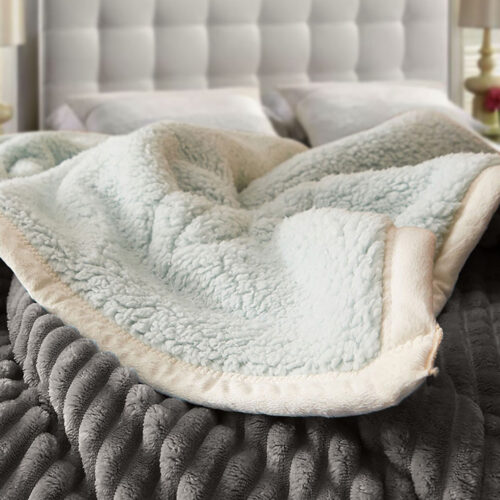 2x Grey Throw Blanket Warm Cozy Double Sided Thick Flannel Fleece Bed Sofa Comforter - Image 4