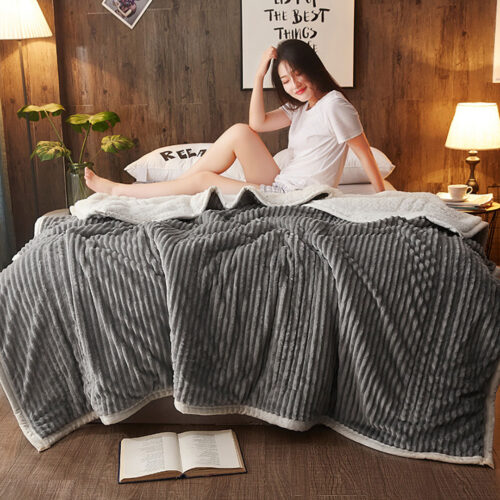2x Grey Throw Blanket Warm Cozy Double Sided Thick Flannel Fleece Bed Sofa Comforter - Image 8
