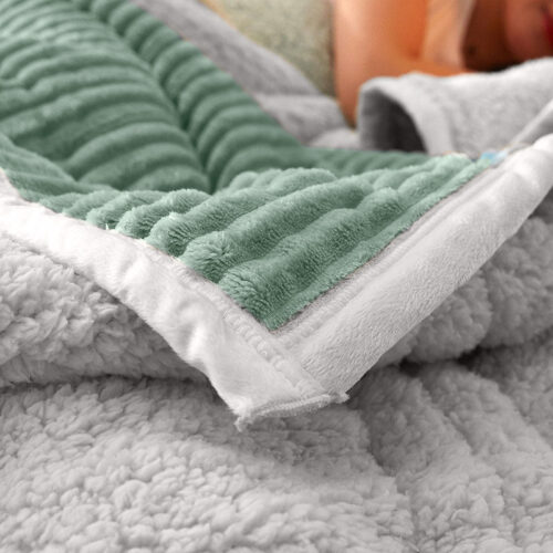2x Light Green Throw Blanket Warm Cozy Double Sided Thick Flannel Fleece Bed Sofa Comforter - Image 6