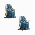 2x Blue Throw Blanket Warm Cozy Double Sided Thick Flannel Fleece Bed Sofa Comforter