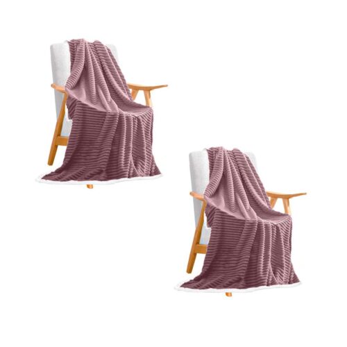 2x Throw Blanket Warm Cozy Double Sided Thick Flannel Fleece Bed Sofa Comforter Purple