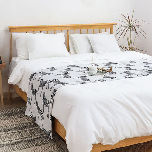 1.8m Bed Light Luxury Zebra Vintage Bed Scarf Runner Bedding Tail Pad Flag For Home Hotel Set of 3 - Image 2