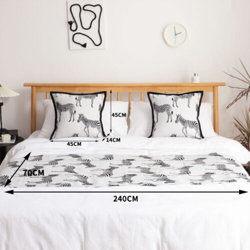 1.8m Bed Light Luxury Zebra Vintage Bed Scarf Runner Bedding Tail Pad Flag For Home Hotel Set of 3 - Image 5
