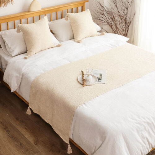 1.8m Bed Vintage Scarf Runner Bedding Tail Pad Flag For Home Hotel Set of 3 - Image 2