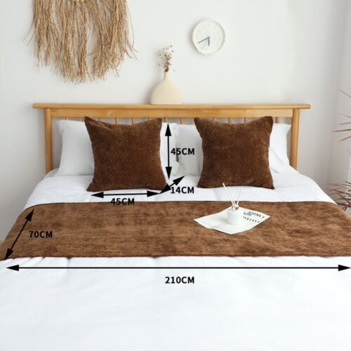 45cm Chocolate Bed Wabi-sabi Elegant Japanese for Bed Set of 3 - Image 5