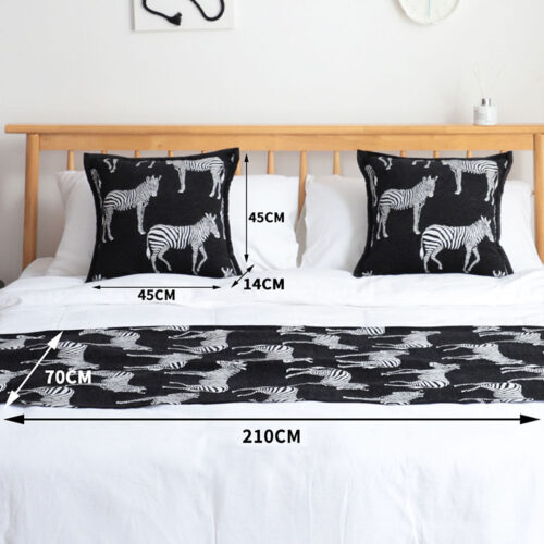 1.5m Bed Light Luxury Black Zebra Vintage Bed Scarf Runner Bedding Tail Pad Flag For Home Hotel Set of 3 - Image 5
