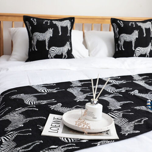 1.8m Bed Light Luxury Black Zebra Vintage Bed Scarf Runner Bedding Tail Pad Flag For Home Hotel Set of 3 - Image 6
