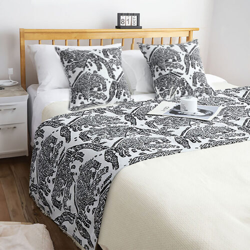 1.8m Light Black Luxury Mottled Bed Vintage Scarf Runner Bedding Tail Pad Flag For Home Hotel Set of 3 - Image 2