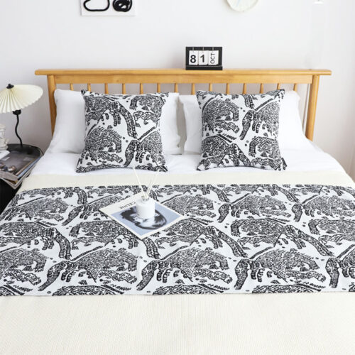 1.8m Light Black Luxury Mottled Bed Vintage Scarf Runner Bedding Tail Pad Flag For Home Hotel Set of 3 - Image 3