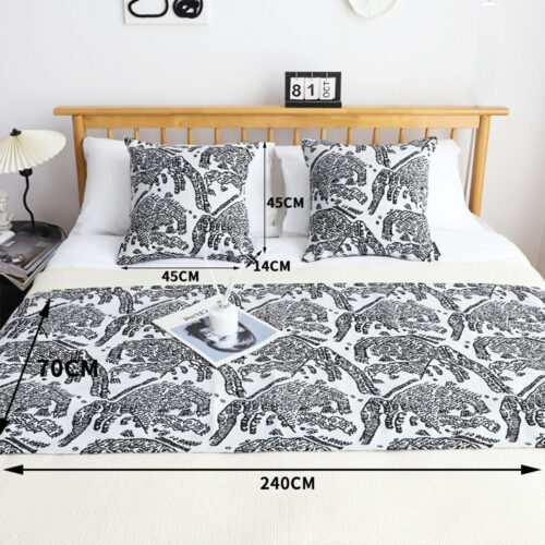 1.8m Light Black Luxury Mottled Bed Vintage Scarf Runner Bedding Tail Pad Flag For Home Hotel Set of 3 - Image 5
