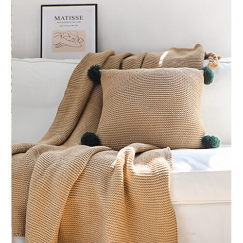 2x Coffee Tassel Fringe Knitting Blanket Warm Woven Couch Bed Sofa Decor - Image 2
