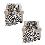 2x 130x170cm Throw Blanket Black White Soft Zebra Print Half Fleece Casual Cozy