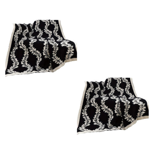 2x 130x170cm Throw Blanket Retro Vine Pattern Casual Cozy - Image 8