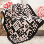 2x 130x160cm Throw Blanket Black White New Year Limited Edition Peace Joy Plush Cozy