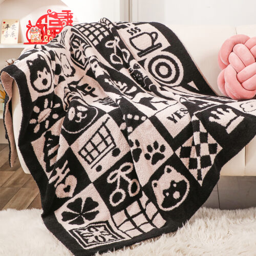 2x 130x160cm Throw Blanket Black White New Year Limited Edition Peace Joy Plush Cozy
