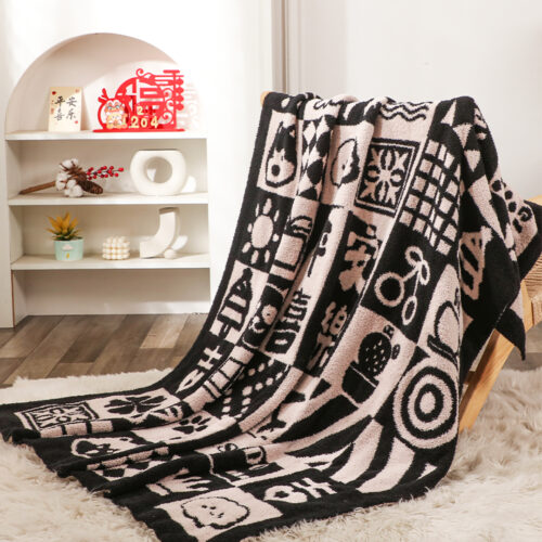2x 130x160cm Throw Blanket Black White New Year Limited Edition Peace Joy Plush Cozy - Image 5