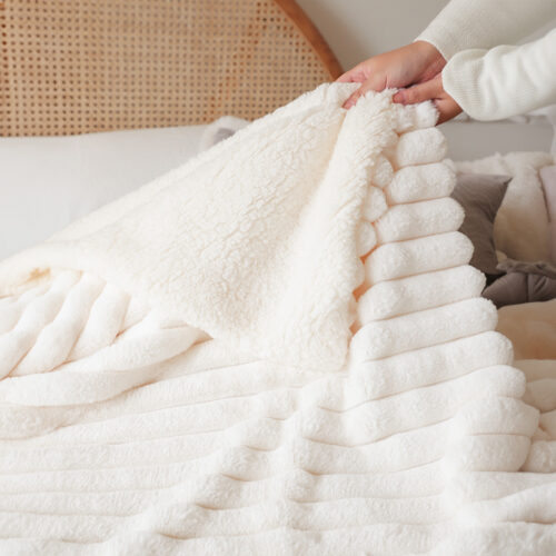 2x 150x200cm Throw Blanket Pearl White Premium Milk Velvet Luxuriously Soft Cozy Bedding - Image 8