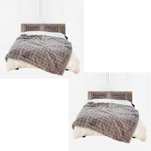2x 200cm Grey Fur Fuzzy Super Soft Cozy Fluffy Throw Blanket