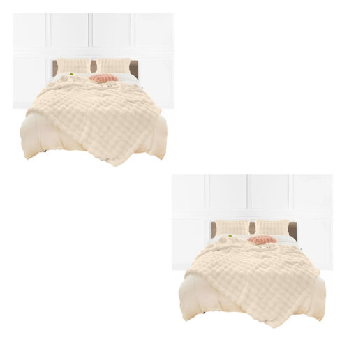 2x 160X200cm Throw Blanket Light Camel Color Double Layer Rabbit Fur Cozy Comfort - Image 7