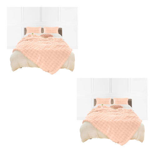 2x 60X200cm Throw Blanket Pink Double Layer Rabbit Fur Cozy Comfort - Image 9