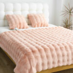 2x 60X200cm Throw Blanket Pink Double Layer Rabbit Fur Cozy Comfort