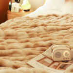 2x 150x200cm Throw Blanket Camel Brown Double Layer Rabbit Fur Cozy Comfort