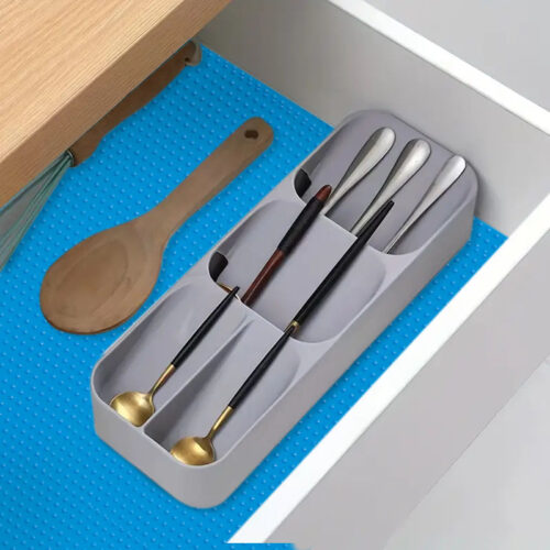 40x300cm Blue Kitchen Shelf Drawer Cabinet Multi Use Liner Non Slip Mat - Image 4