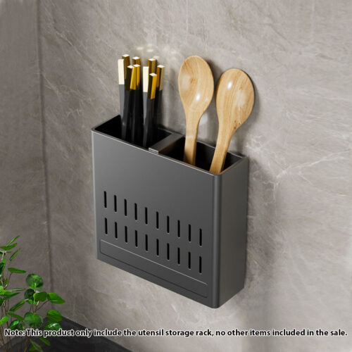 Wall Mounted Kitchen Utensil Storage Rack Spoon Fork Chopstick Space-Saving Organiser - Image 2